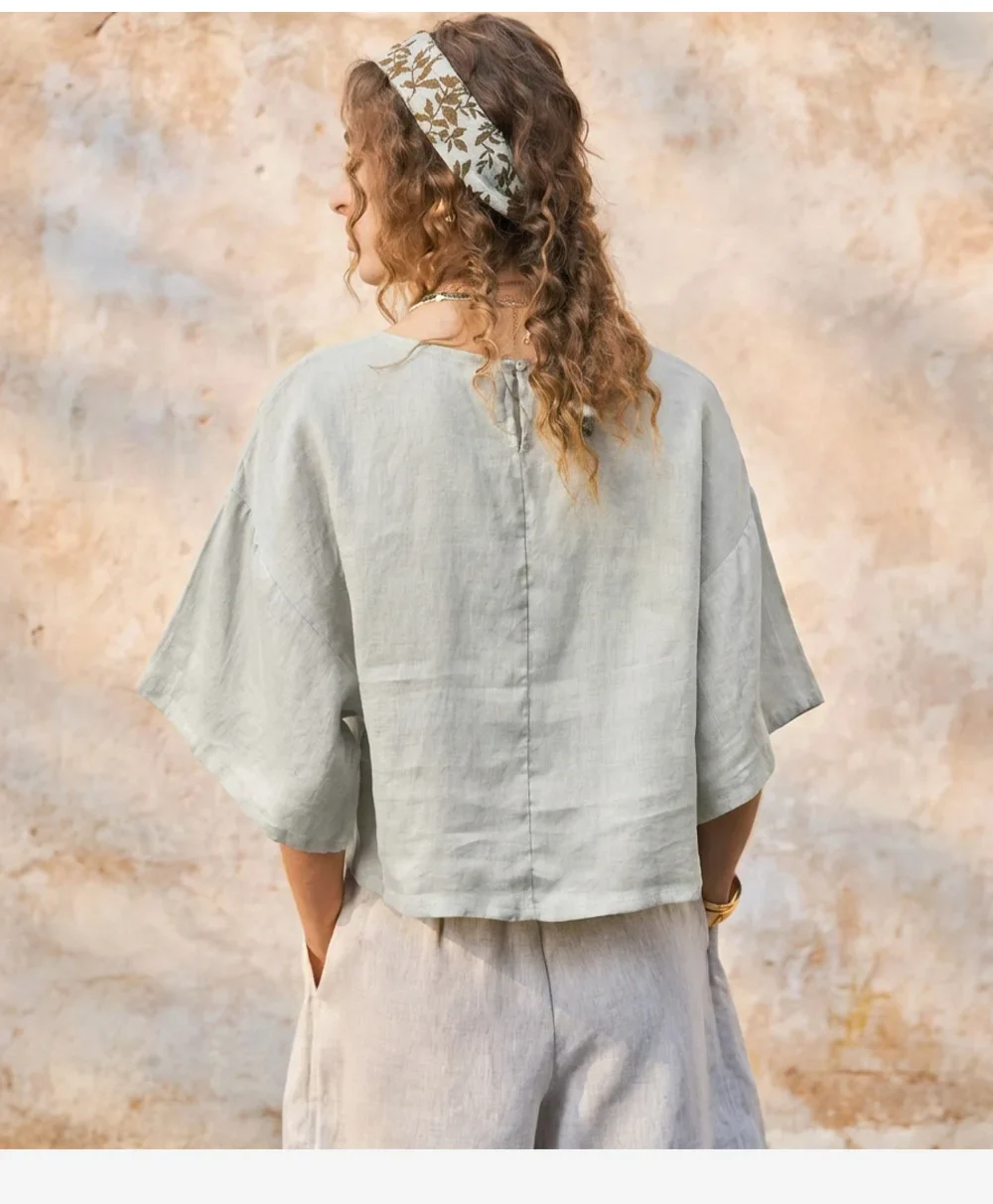The Flared Sleeve Linen Pullover - Image 26