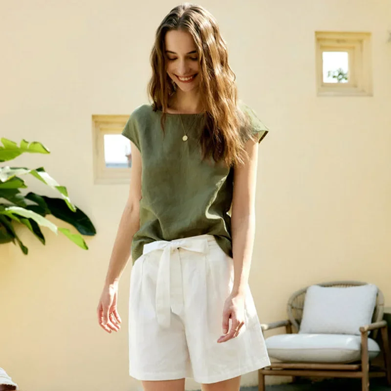 The Petal Sleeve Linen Tee - Image 4