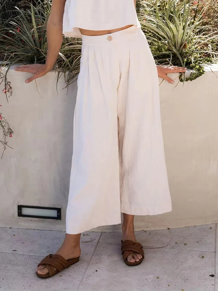 The Pleated Culotte Linen Pant - Image 14
