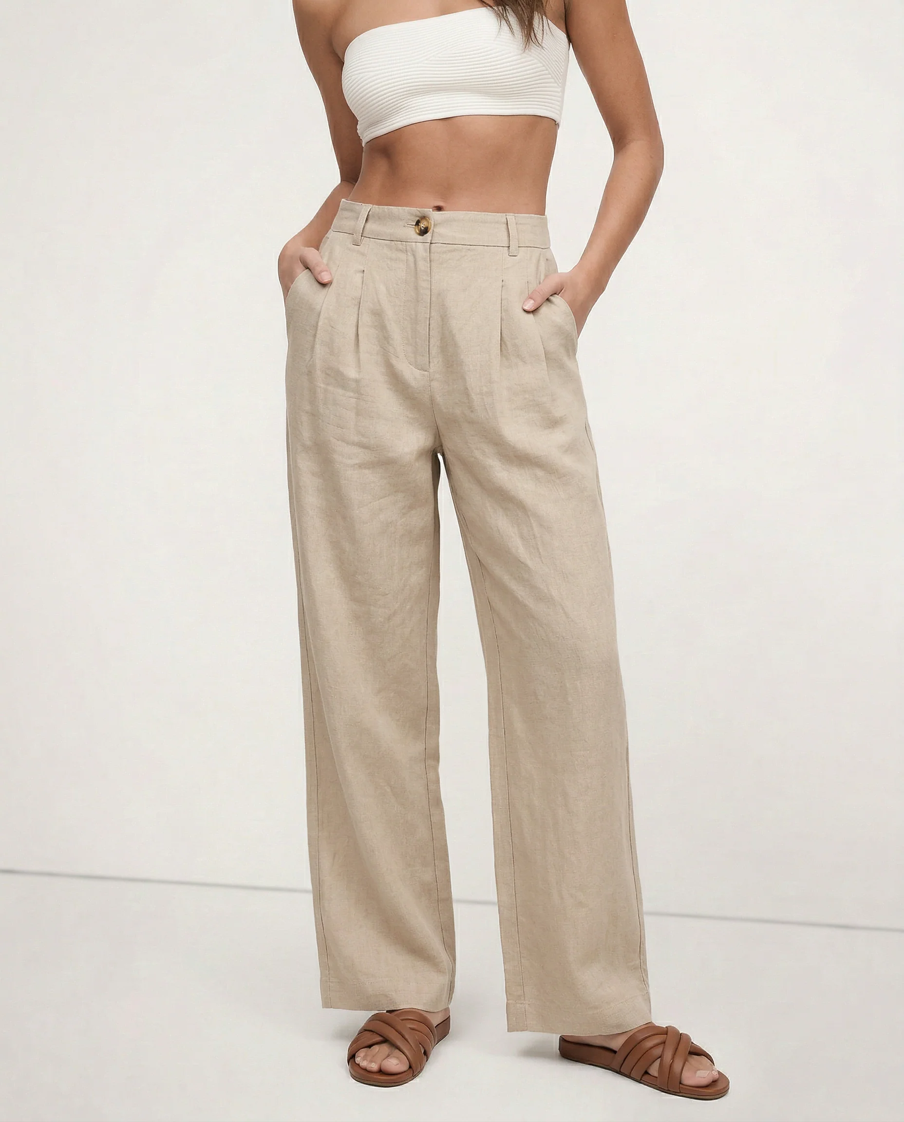 The Pleated Culotte Linen Pant - Image 7