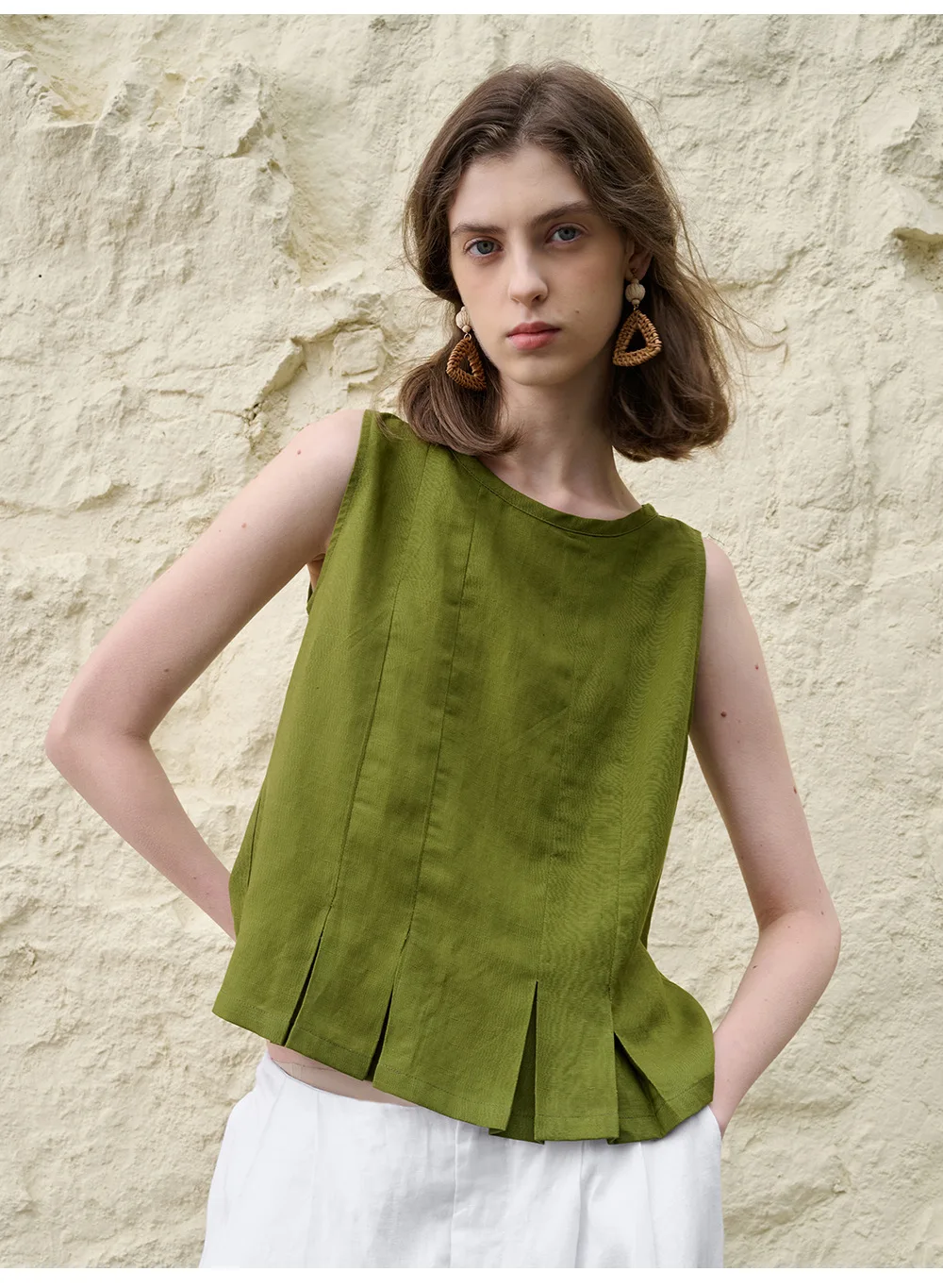 The Pleated Hem Linen Top - Image 15