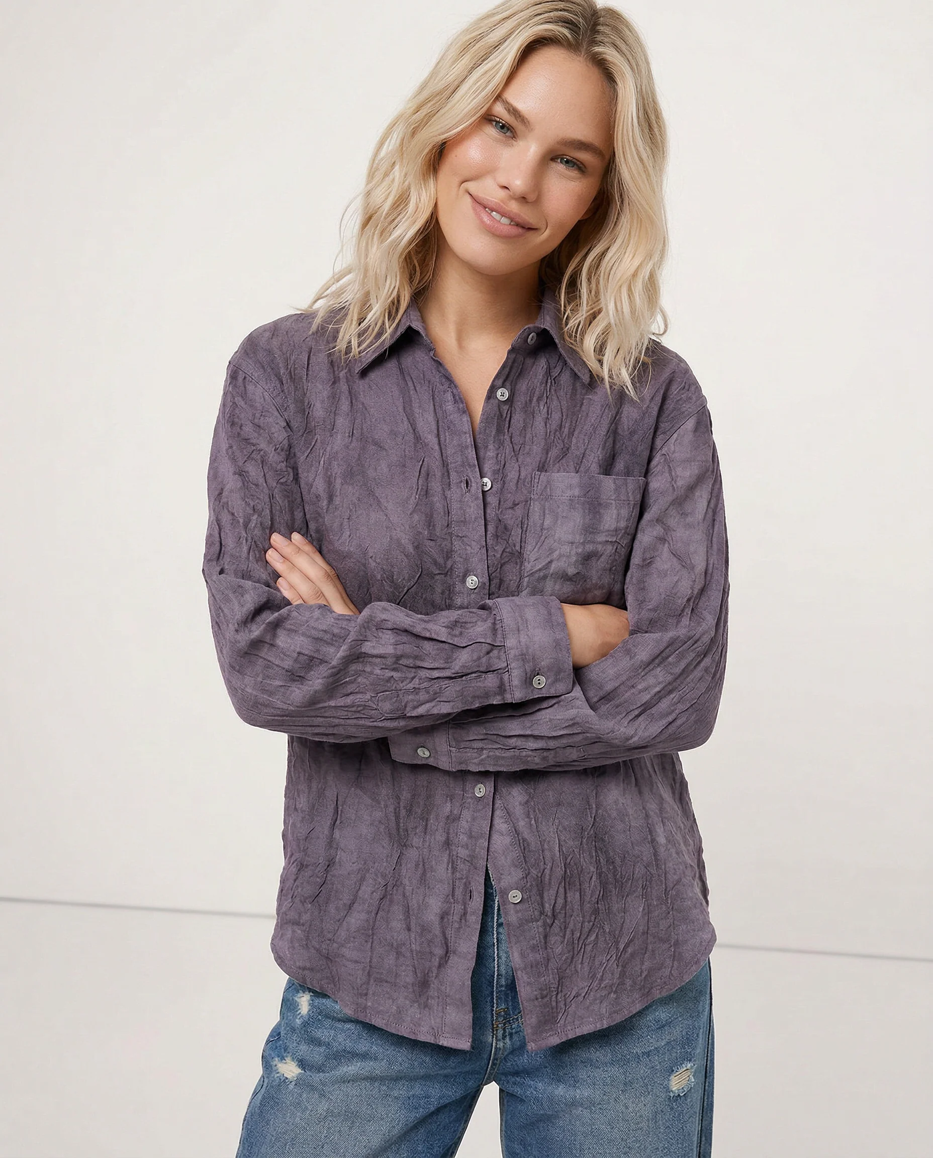 The Pleated Linen Button Shirt