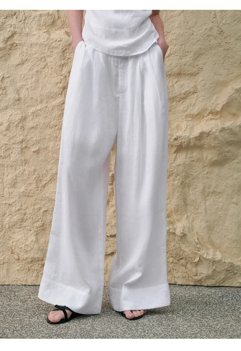 The Pleated Wide Leg Linen Pant - Image 25