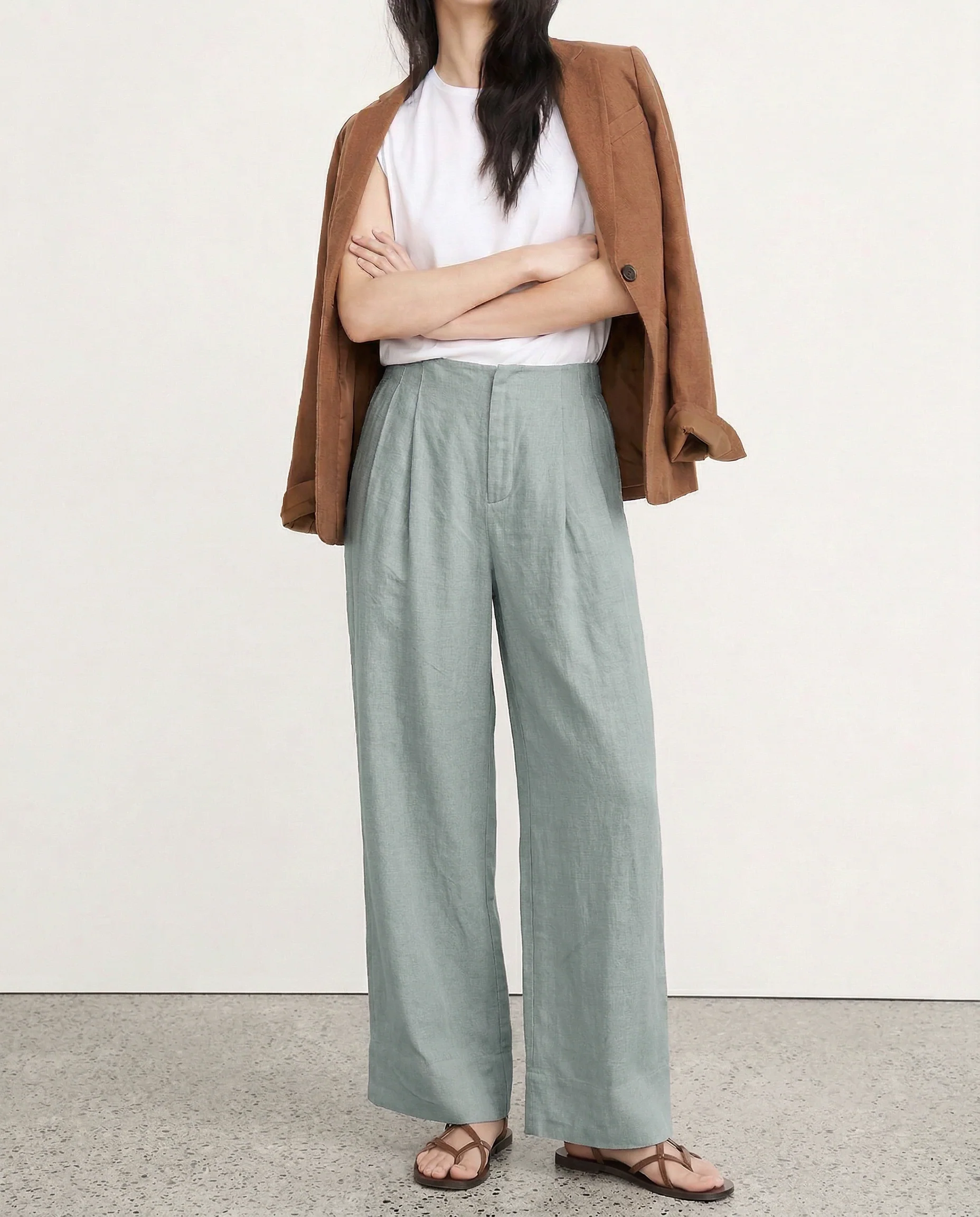The Pleated Wide Leg Linen Pant - Image 3