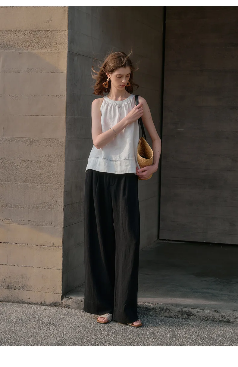 The Pleated Wide Leg Linen Pant - Image 34