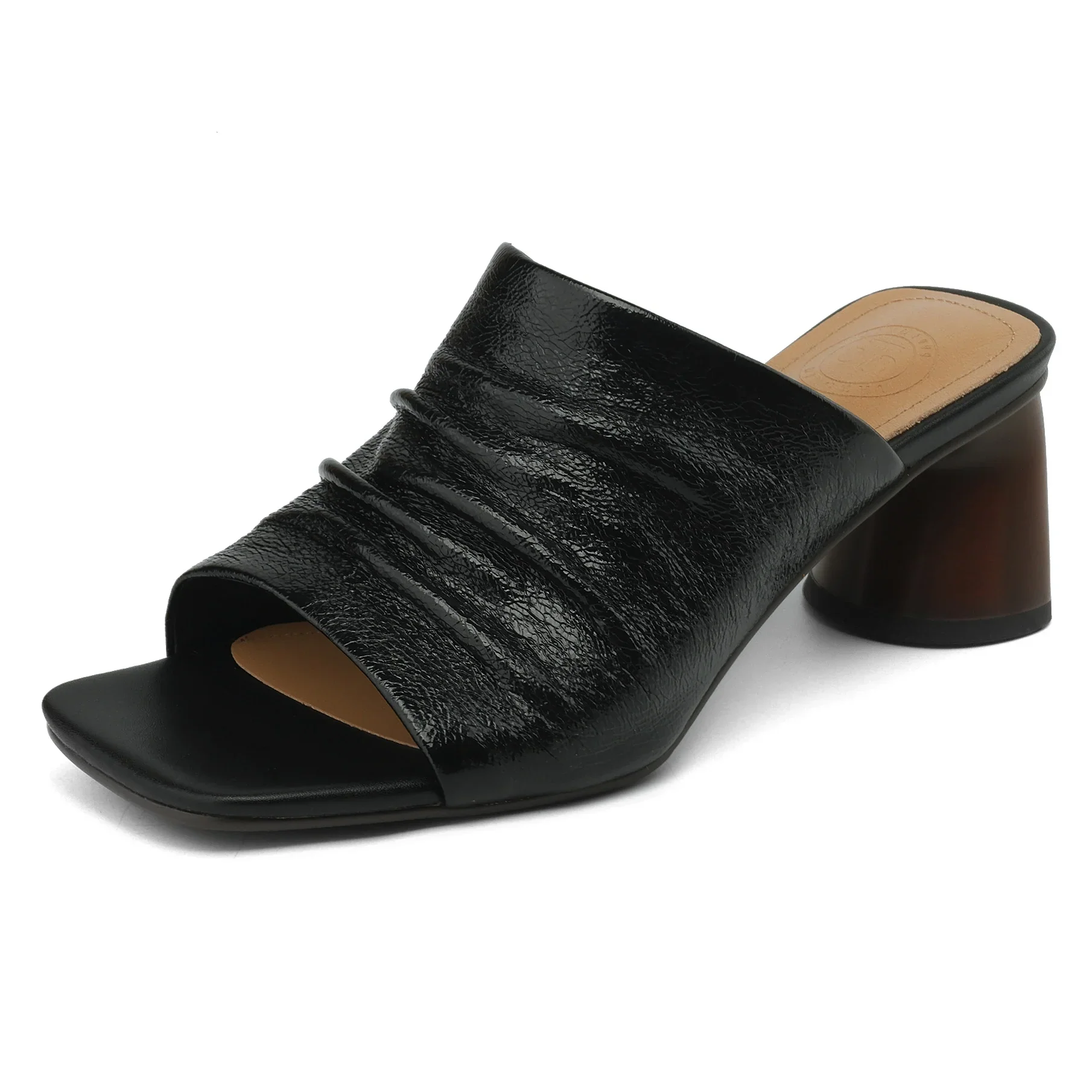 The Ruched Leather Block Heel Mule - Image 14