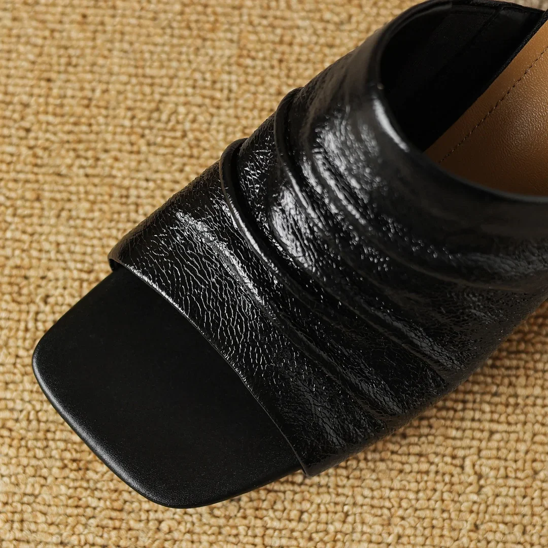 The Ruched Leather Block Heel Mule - Image 3
