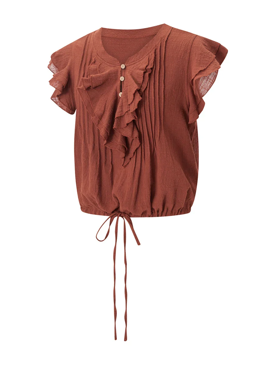 The Ruffle Front Gauze Crop Top - Image 10