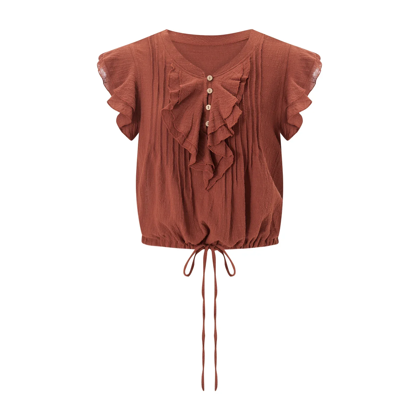 The Ruffle Front Gauze Crop Top - Image 20