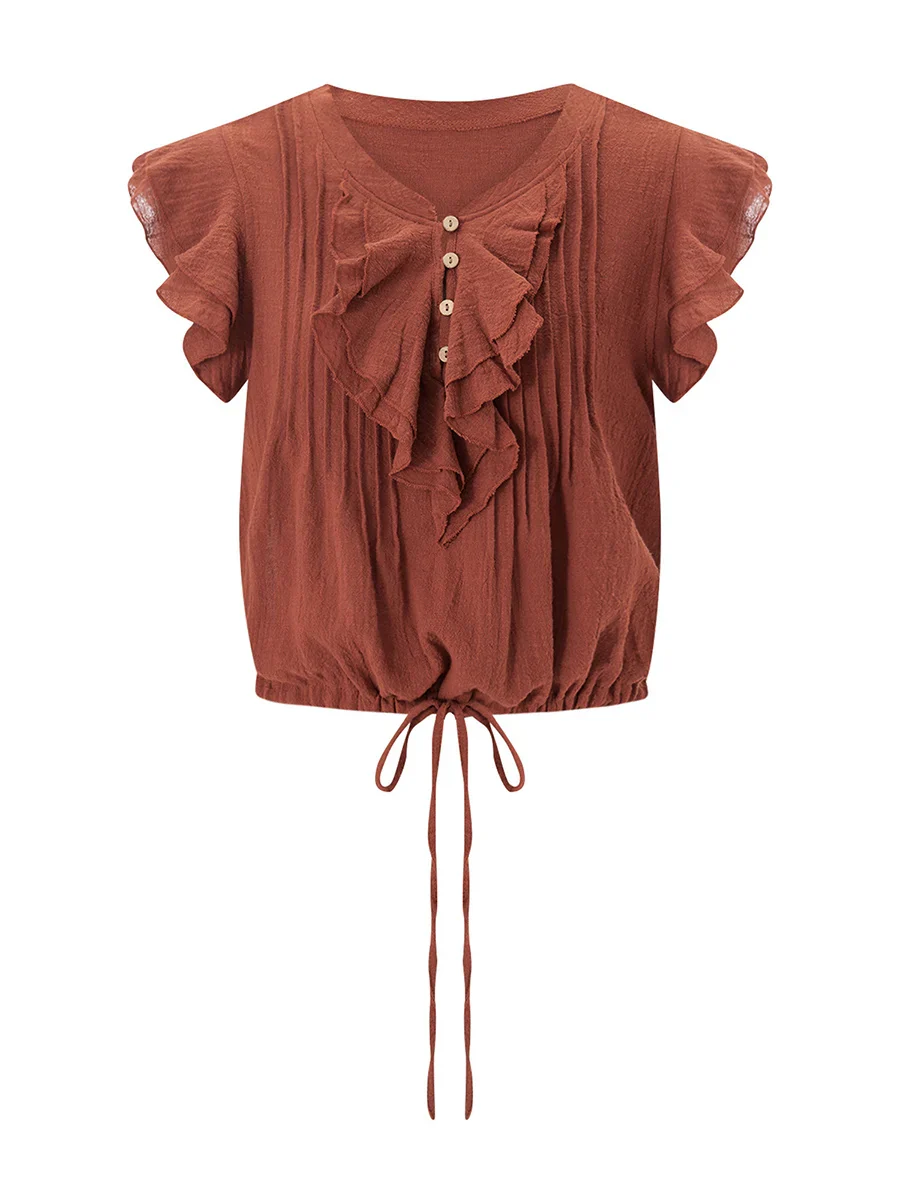 The Ruffle Front Gauze Crop Top - Image 9