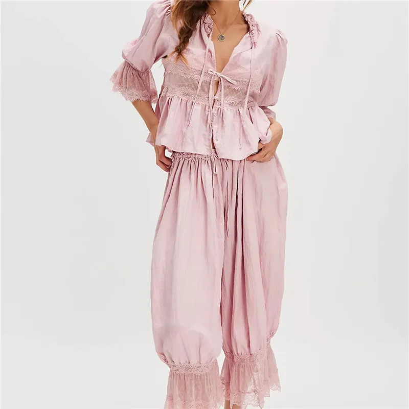 The Sage Lace Ruffle Two-Piece Set