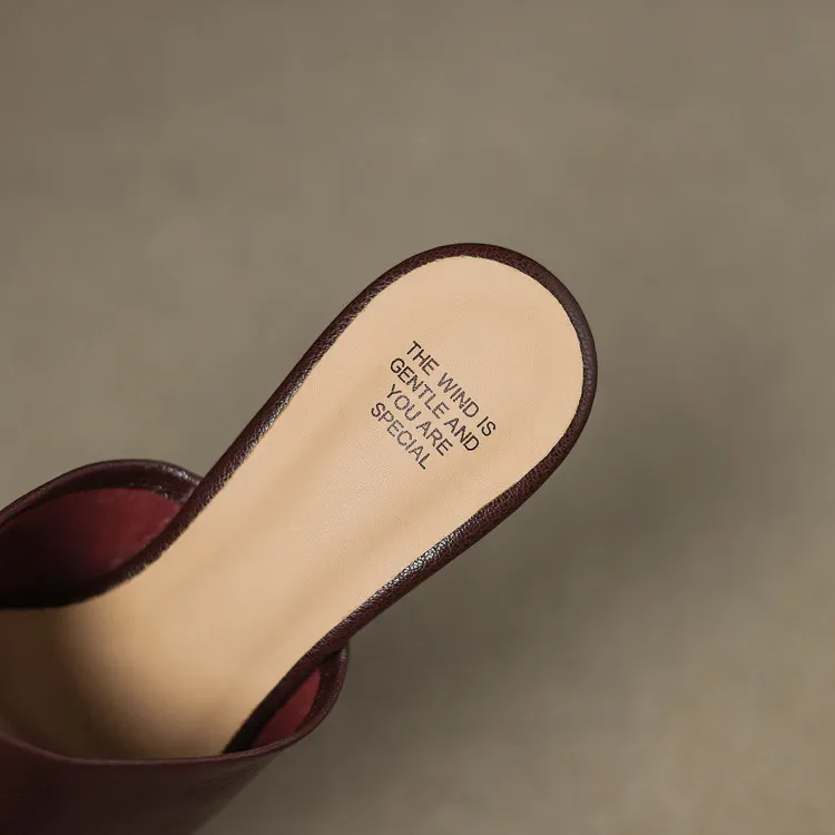 The Wide Strap Leather Flat Slide - Image 11