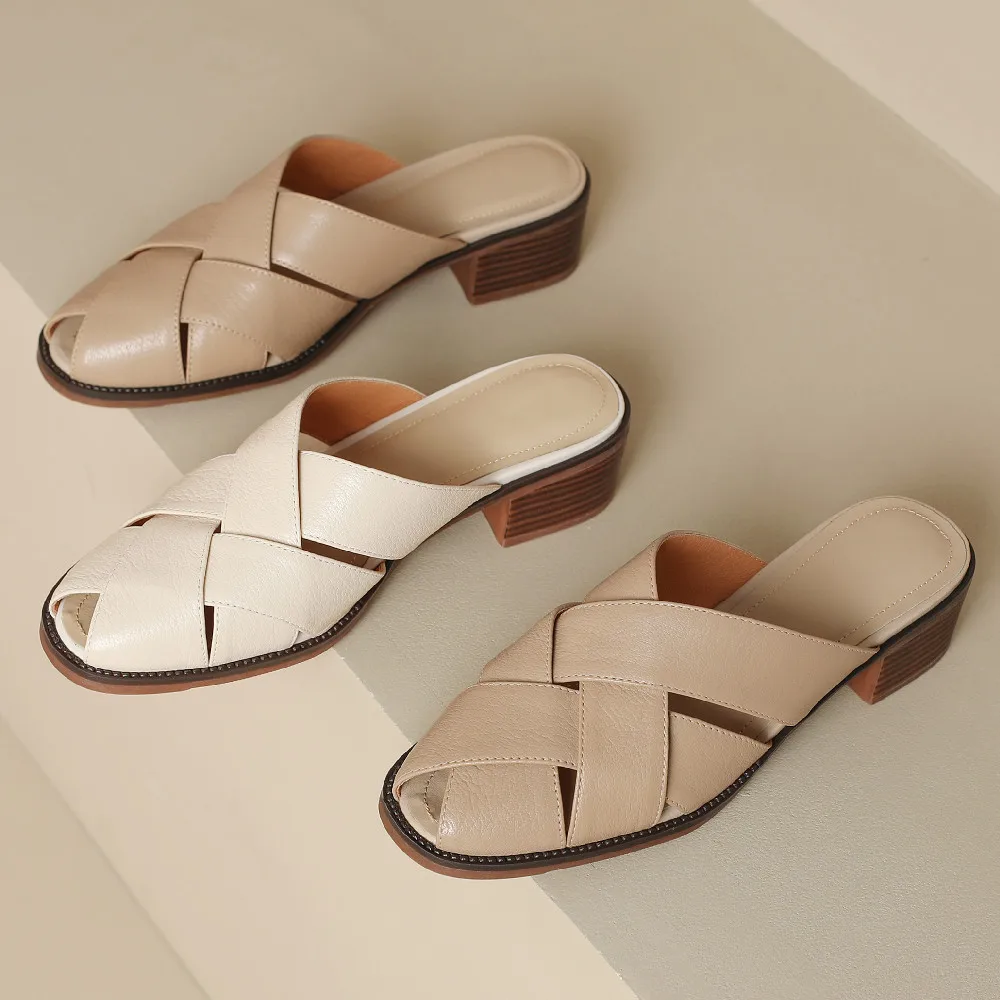 The Woven Leather Flat Mule - Image 10
