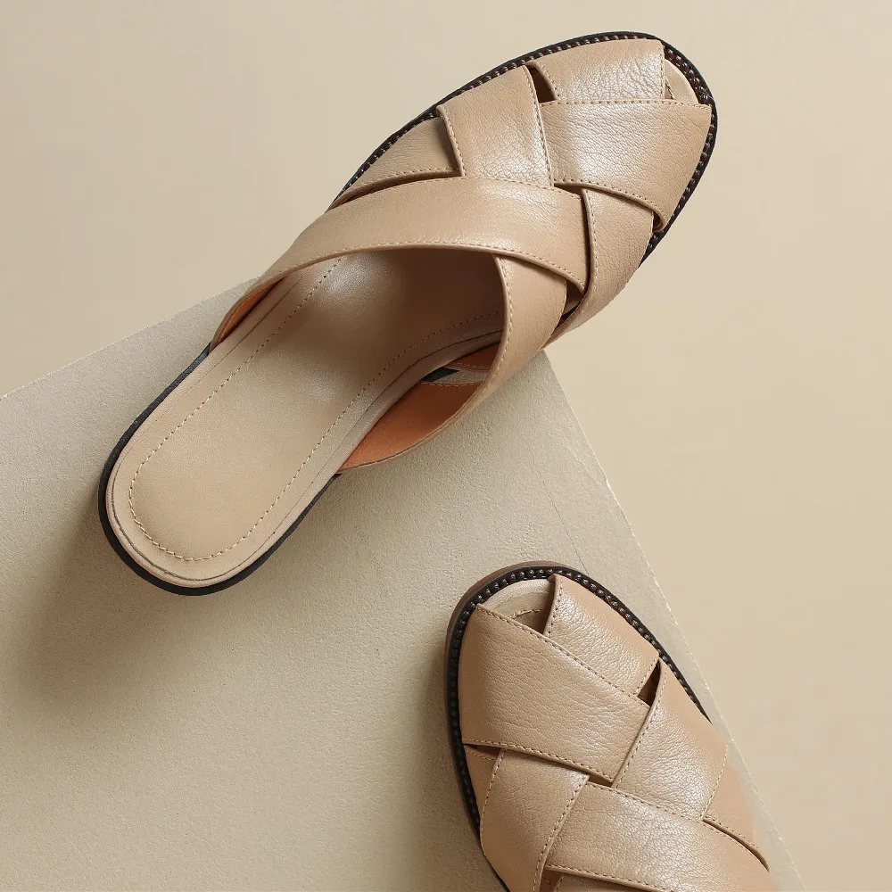 The Woven Leather Flat Mule - Image 11