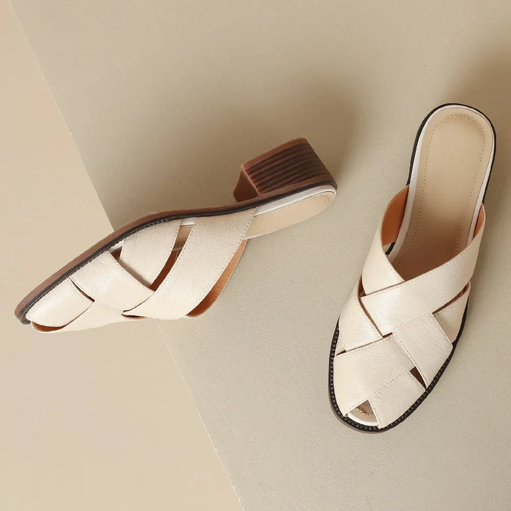 The Woven Leather Flat Mule - Image 2