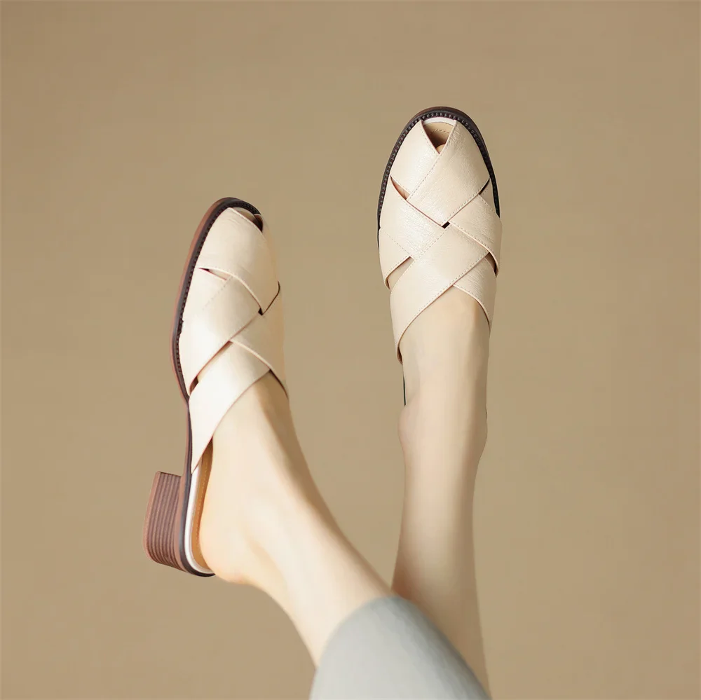 The Woven Leather Flat Mule - Image 30