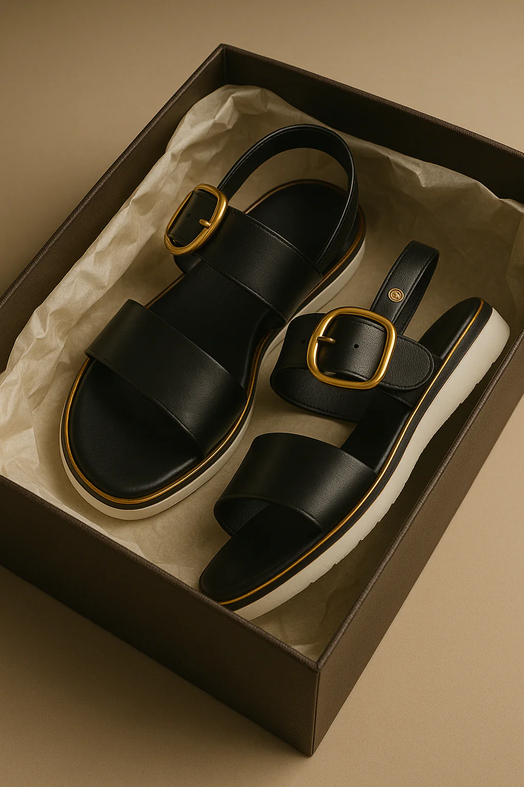 Valine Gold-Buckle Strap Sandals - Image 12