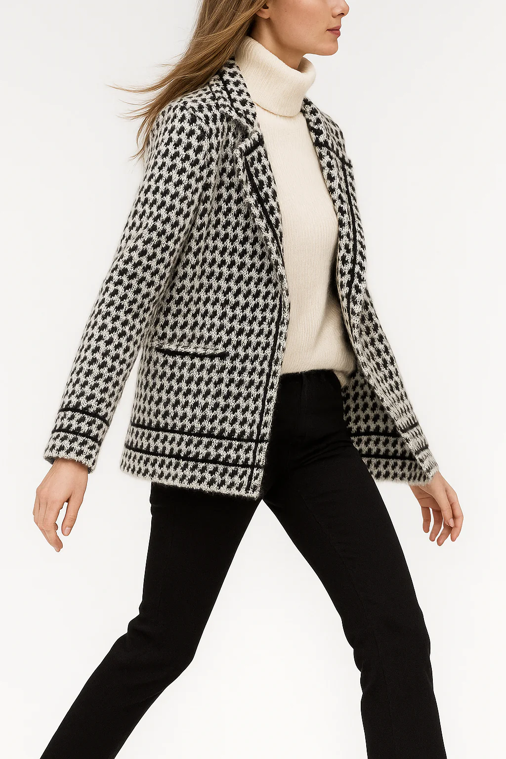 Vionne Houndstooth Knit Jacket - Image 7