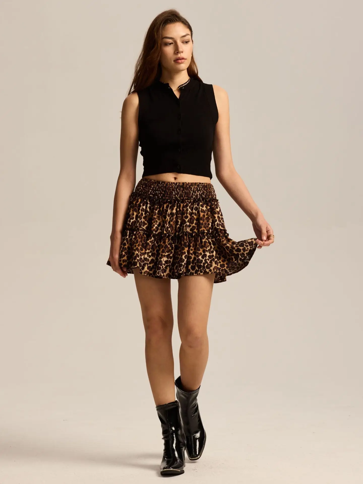 Viora Leopard Ruffle Skirt - Image 13