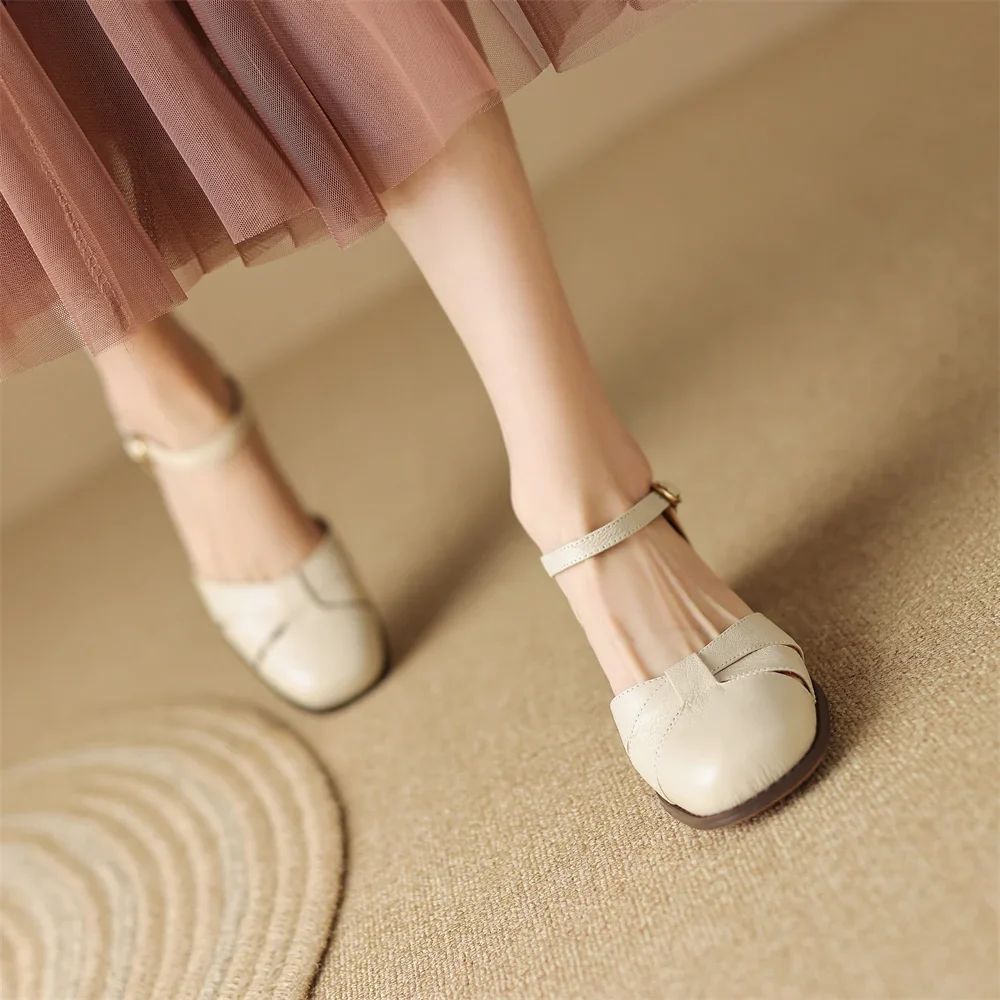 Women’s Leather Braided Ankle Strap Mid Heel Pumps - Image 22