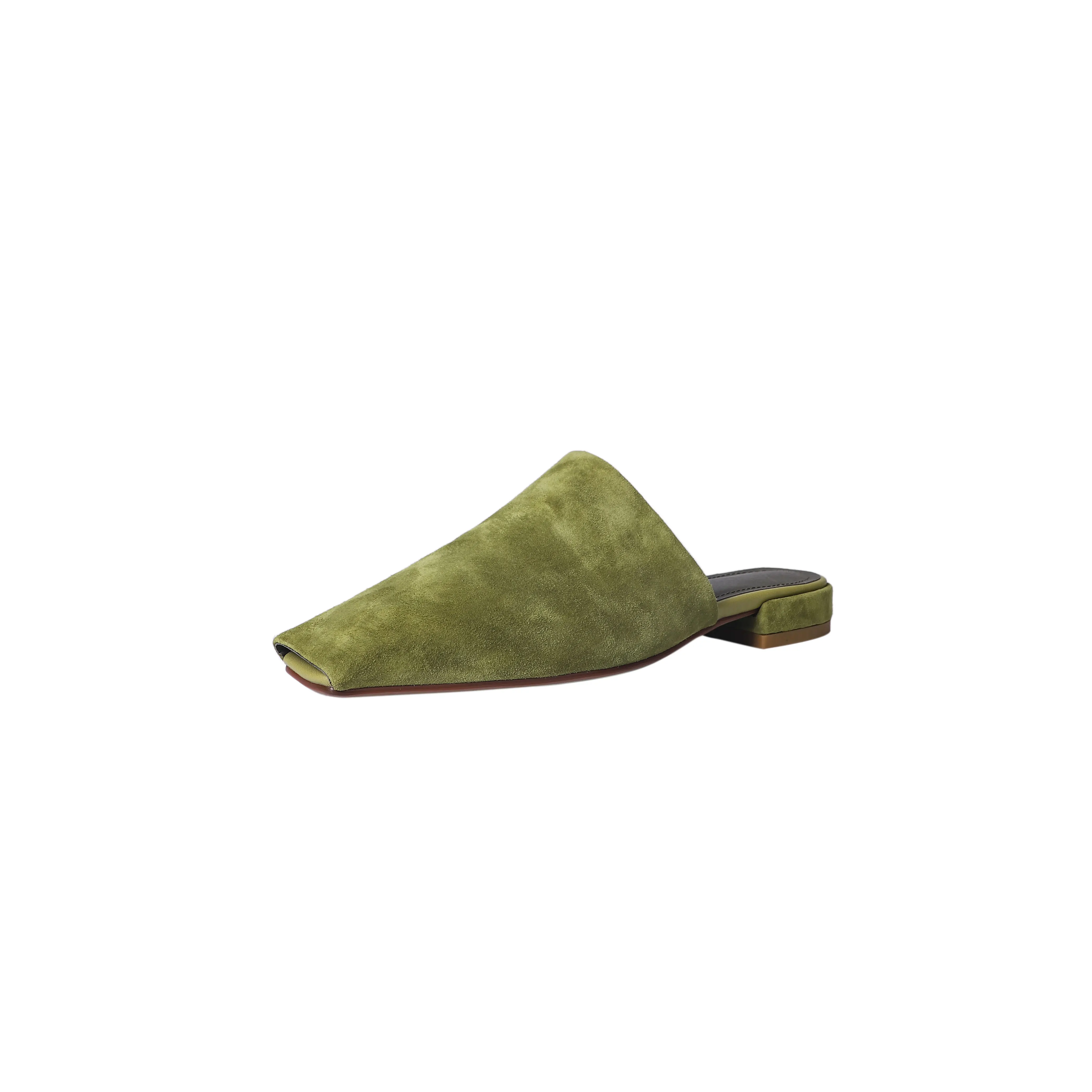 Women’s Leather Croc-Embossed Low Heel Mules