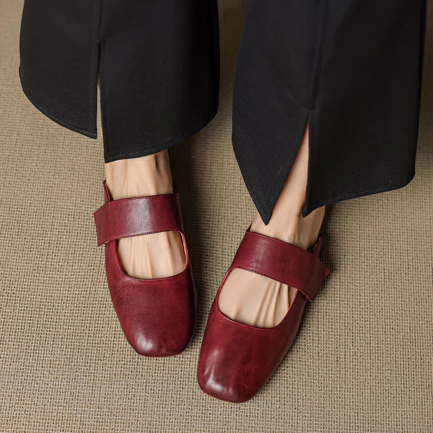 Women’s Leather Square Toe Chunky Heel Mules - Image 15