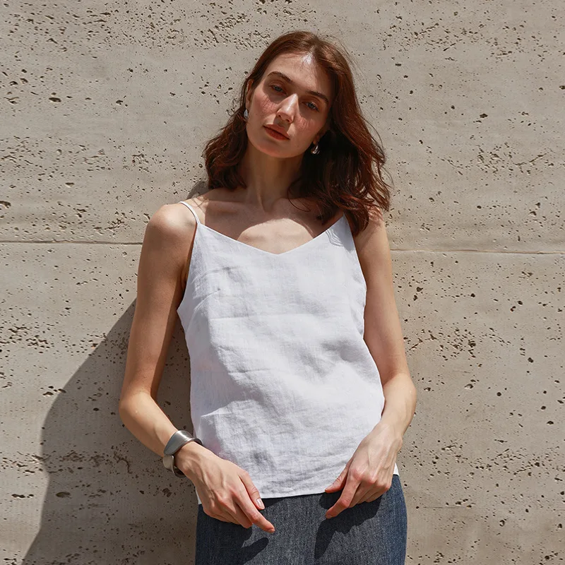 Women’s Linen V-Neck Camisole Top - Image 3