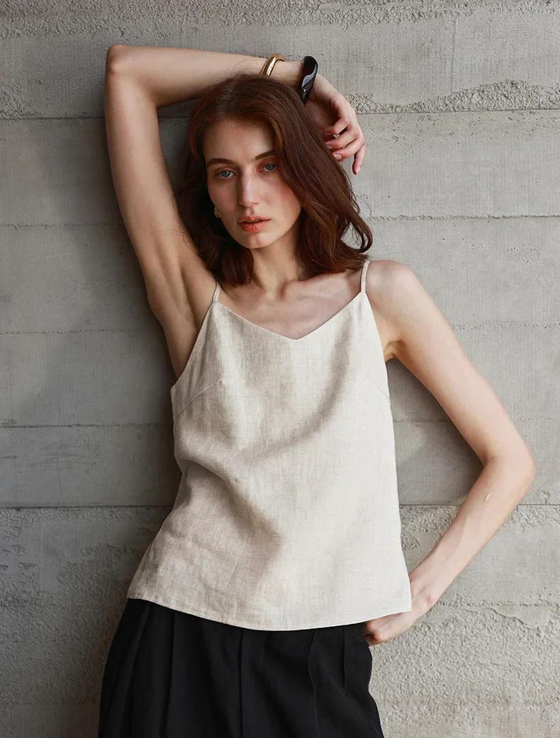 Women’s Linen V-Neck Camisole Top - Image 5