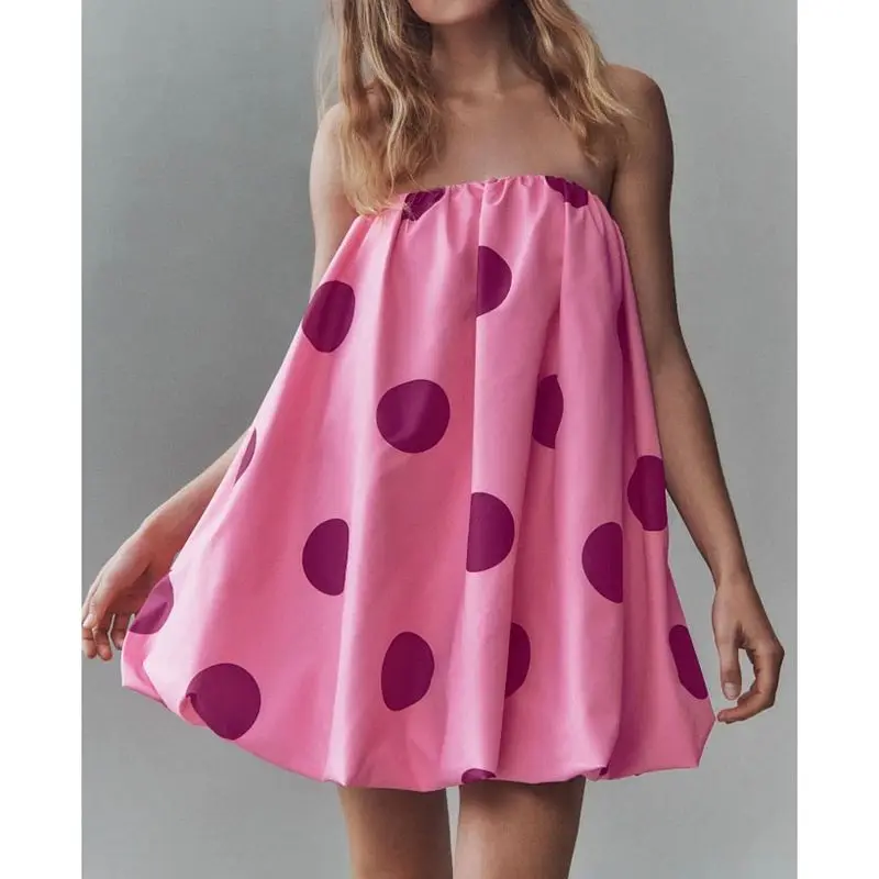 Women’s Polka Dot Strapless Bubble Mini Dress - Image 10