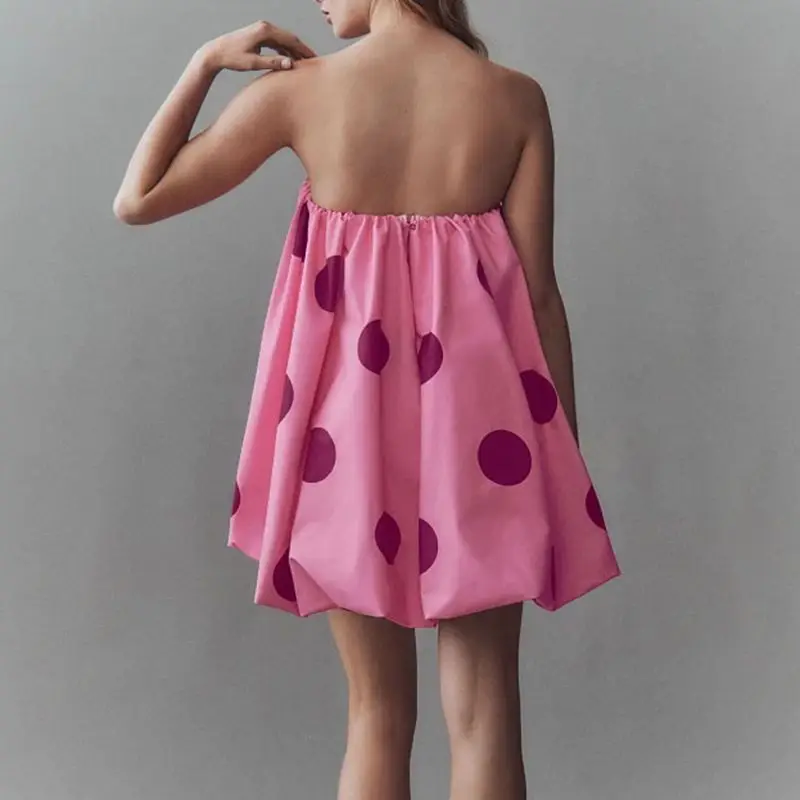 Women’s Polka Dot Strapless Bubble Mini Dress - Image 4