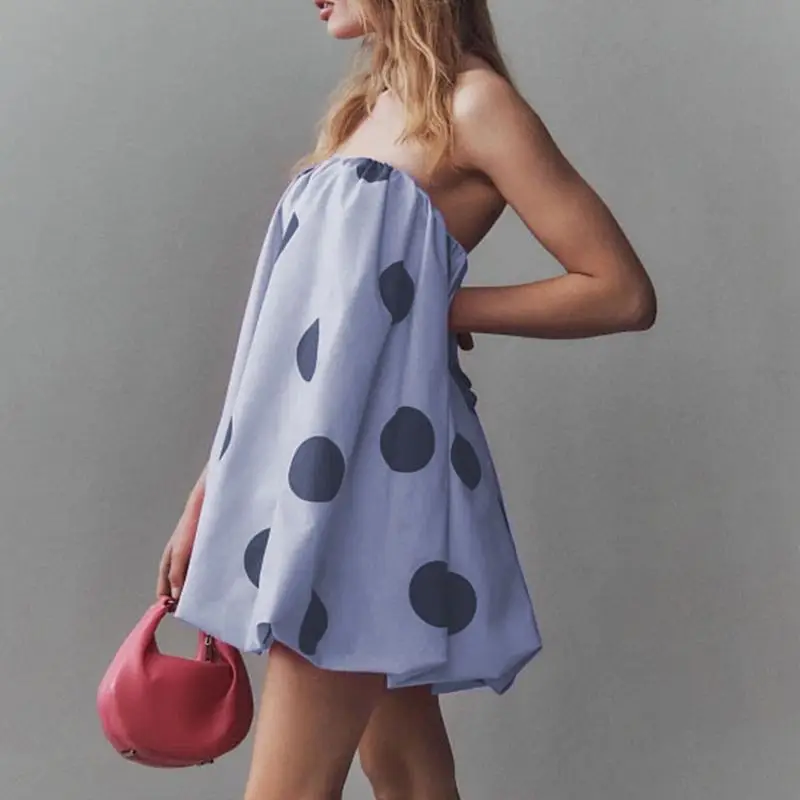 Women’s Polka Dot Strapless Bubble Mini Dress - Image 5