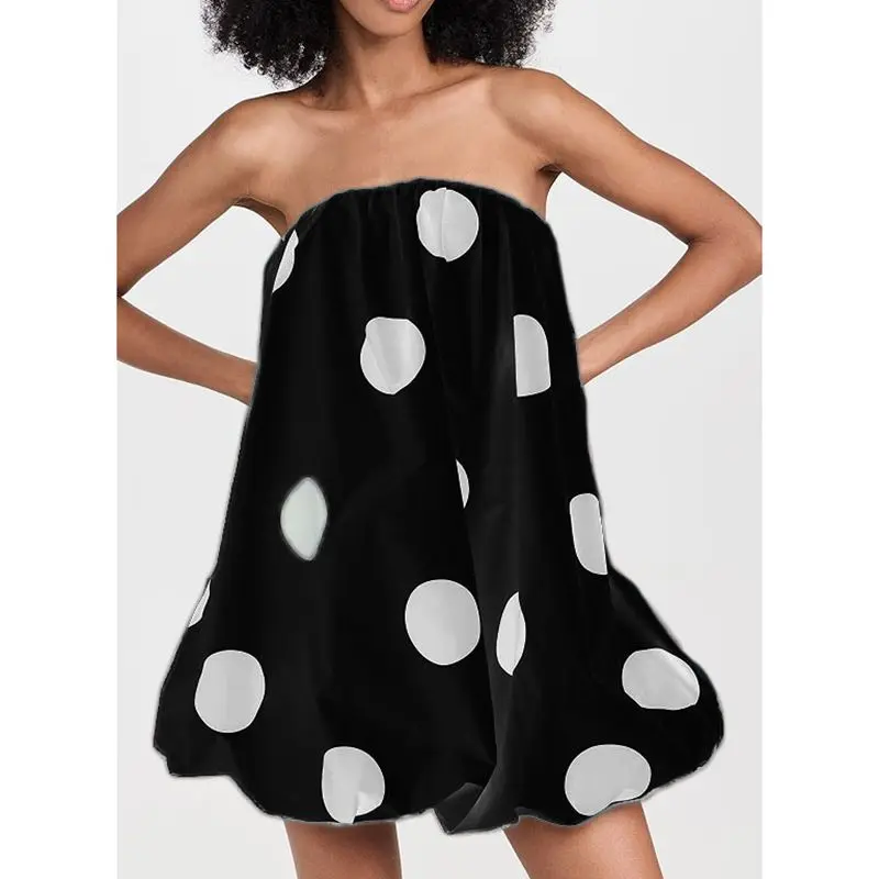 Women’s Polka Dot Strapless Bubble Mini Dress - Image 6
