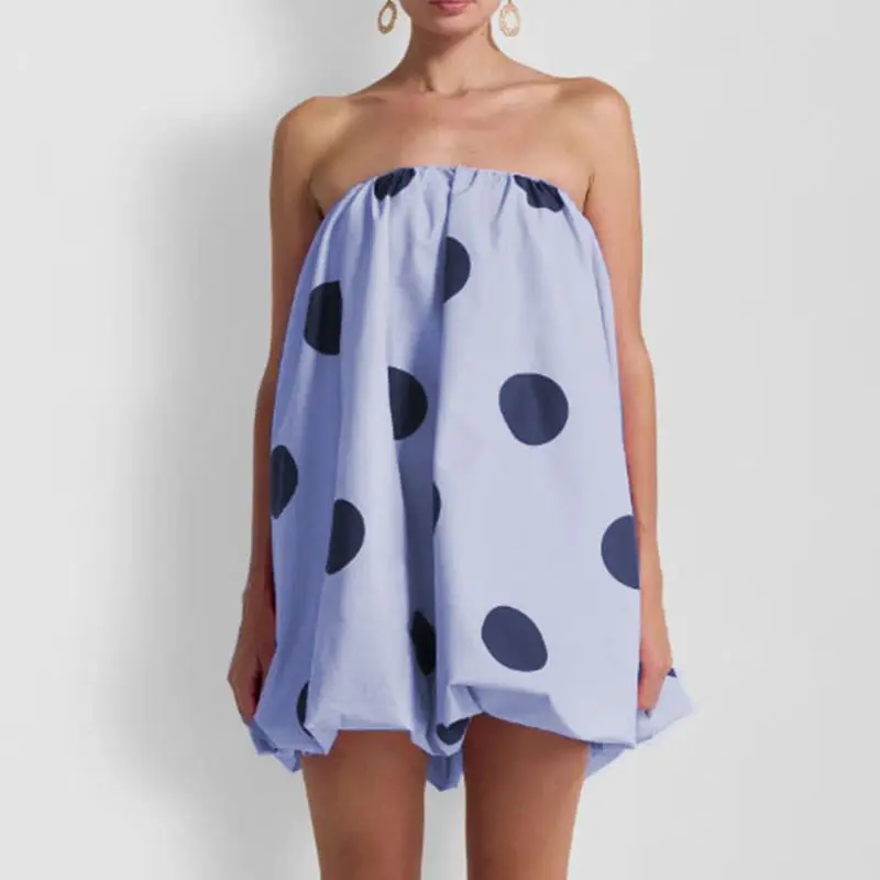 Women’s Polka Dot Strapless Bubble Mini Dress - Image 7