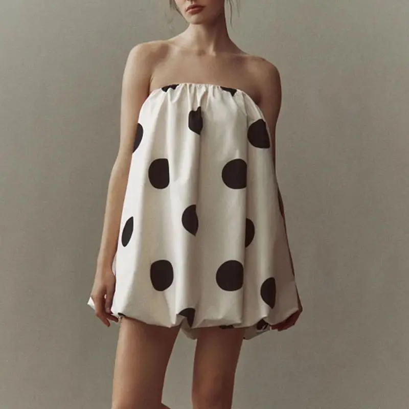 Women’s Polka Dot Strapless Bubble Mini Dress - Image 8