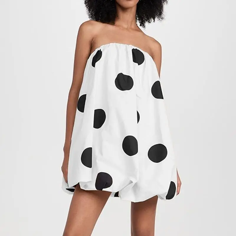 Women’s Polka Dot Strapless Bubble Mini Dress - Image 9