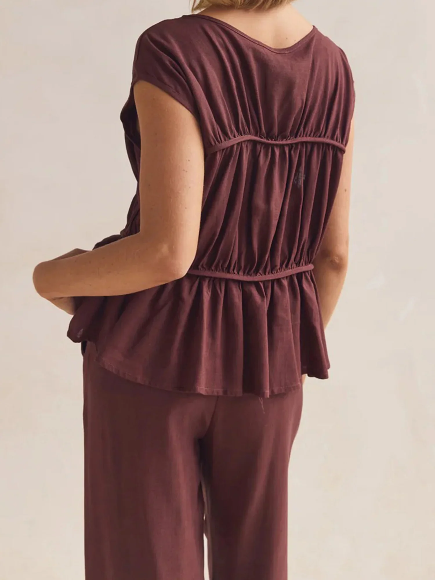 Women’s Ruched Cap Sleeve Peplum Top - Image 15