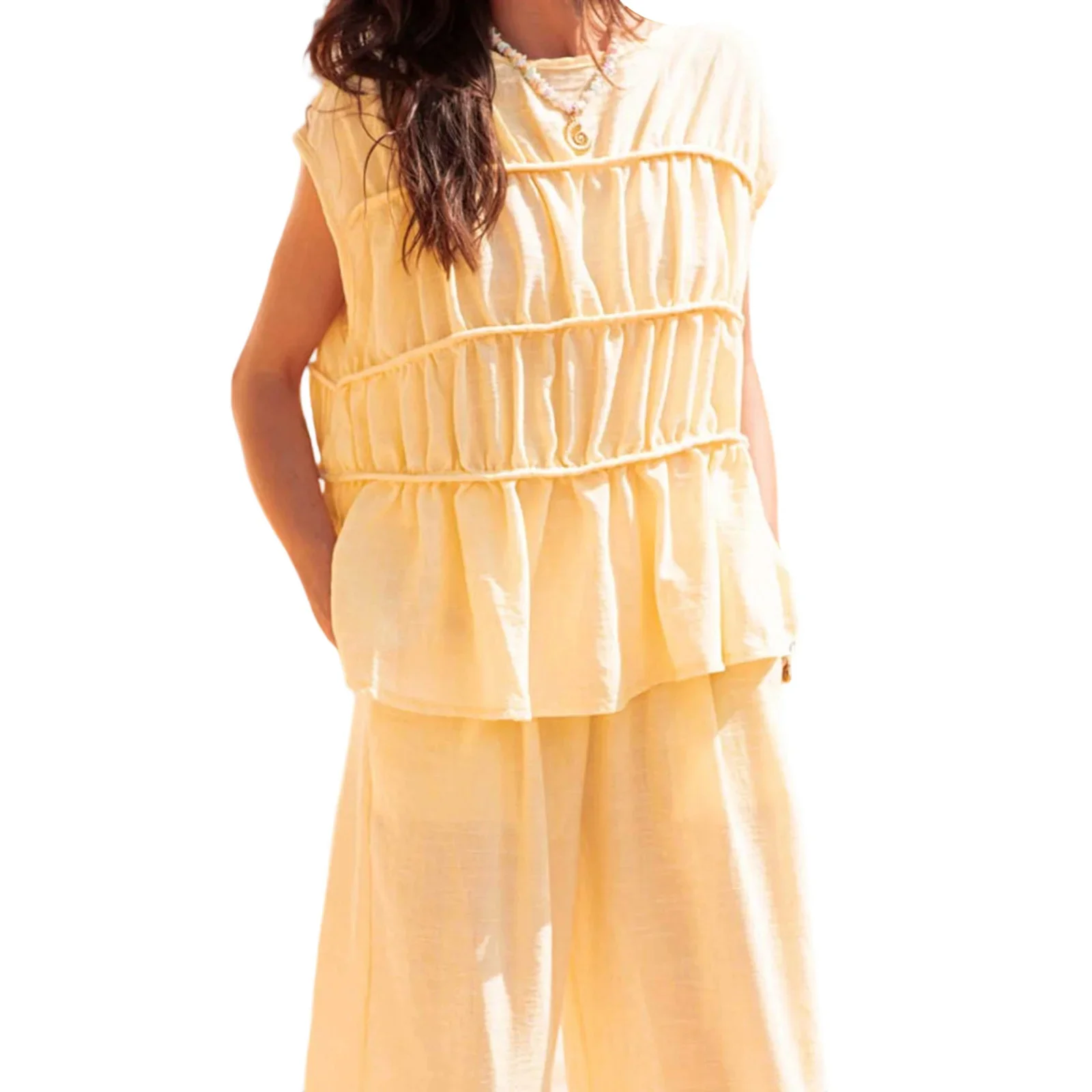Women’s Ruched Cap Sleeve Peplum Top - Image 18