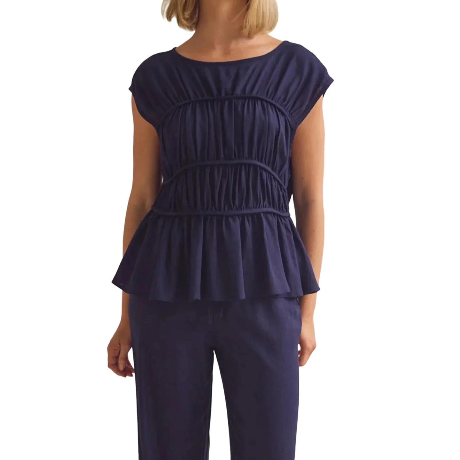 Women’s Ruched Cap Sleeve Peplum Top - Image 20