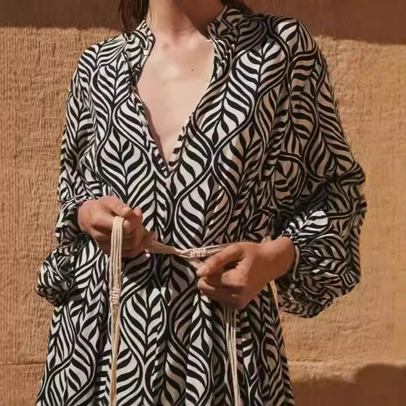 Women's Floral Mini Dress Long Sleeve Bohemian - Image 3