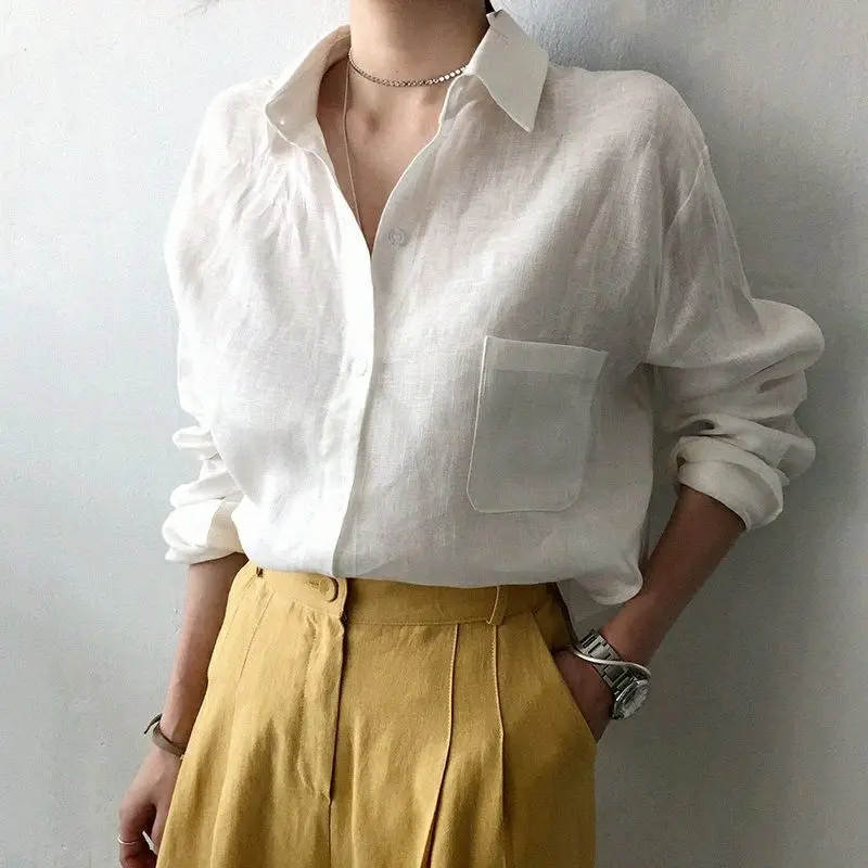Women's Linen Oversized Shirt Shorts Set Beige - Image 2