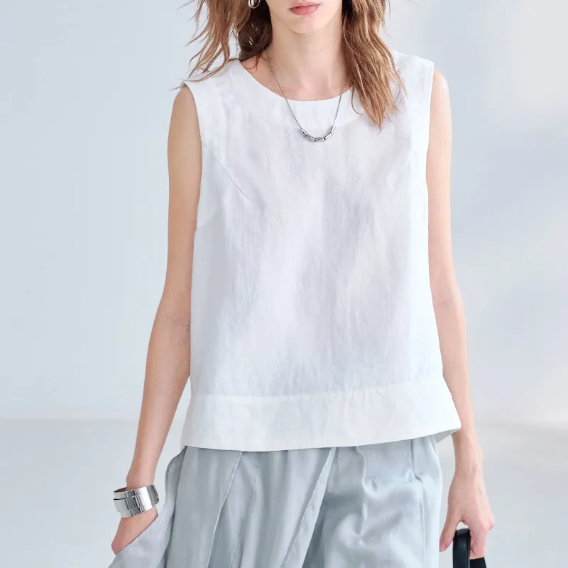 Women's Linen Tank Top Backless Loose Summer - Image 5