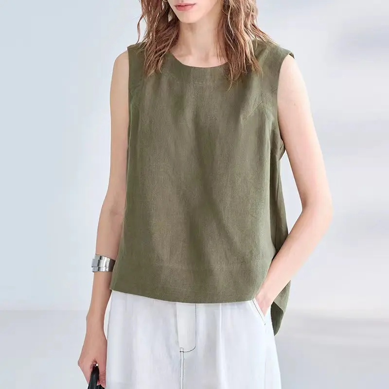 Women's Linen Tank Top Backless Loose Summer - Image 7