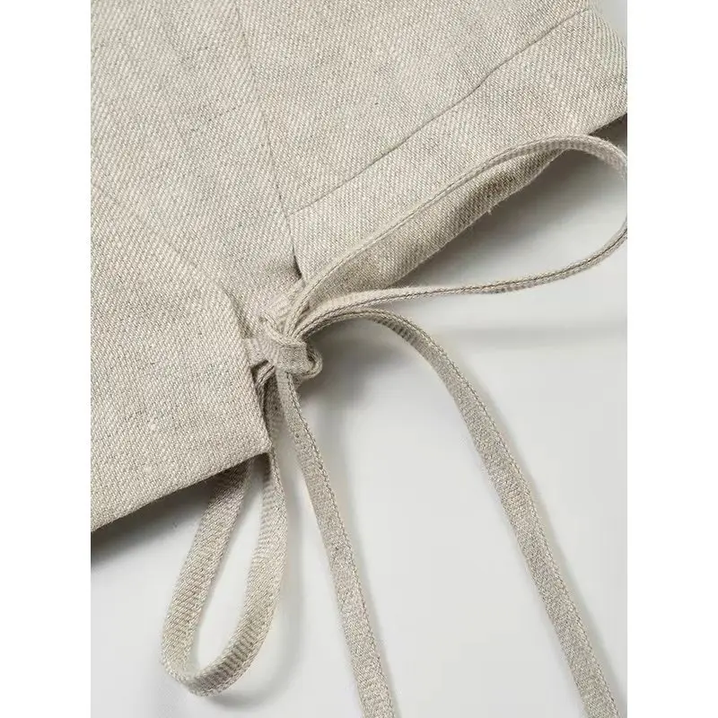Women's Linen Tank Top V Neck Tie Front - Image 6