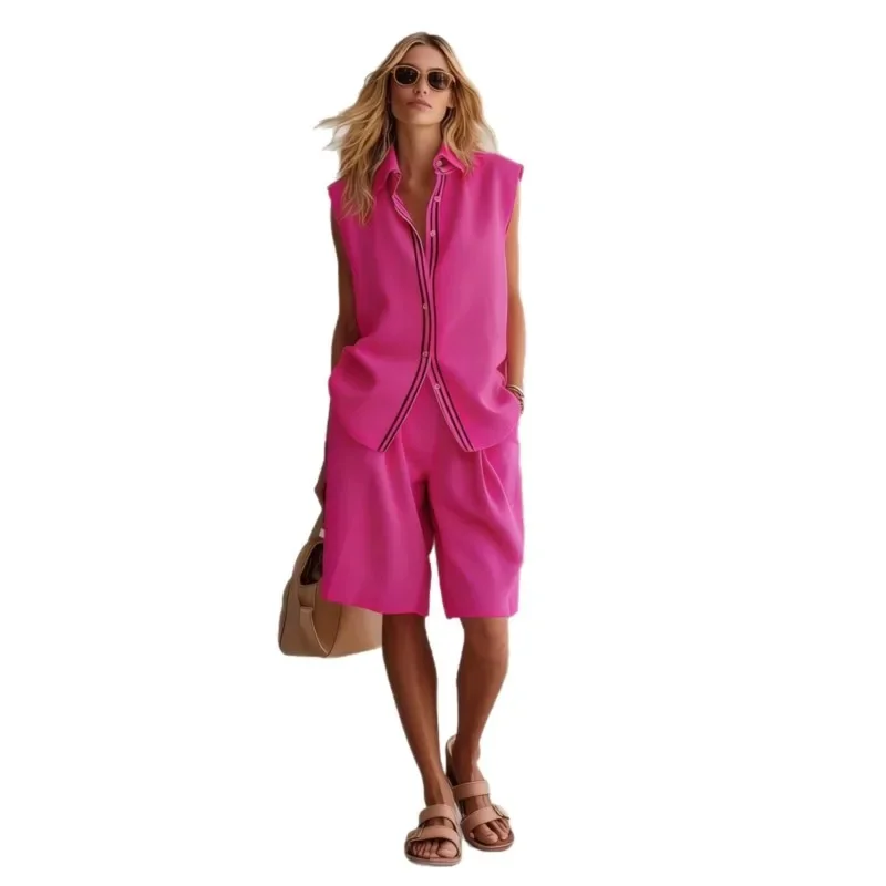 Women's Linen Two Piece Set Sleeveless Summer - Image 6