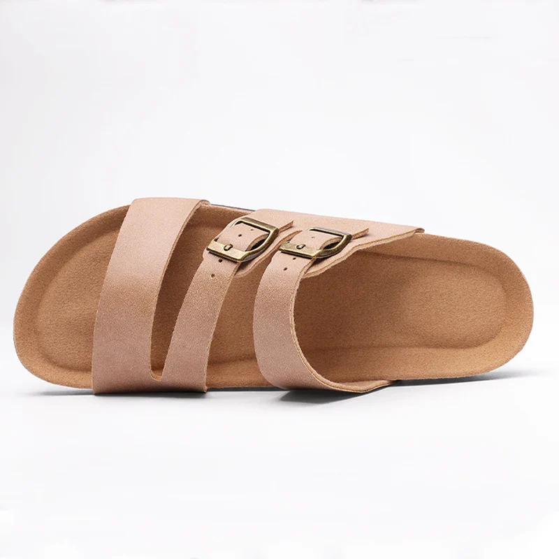 Women's Nappa Leather Orthopedic Double Buckle Slide - Image 3