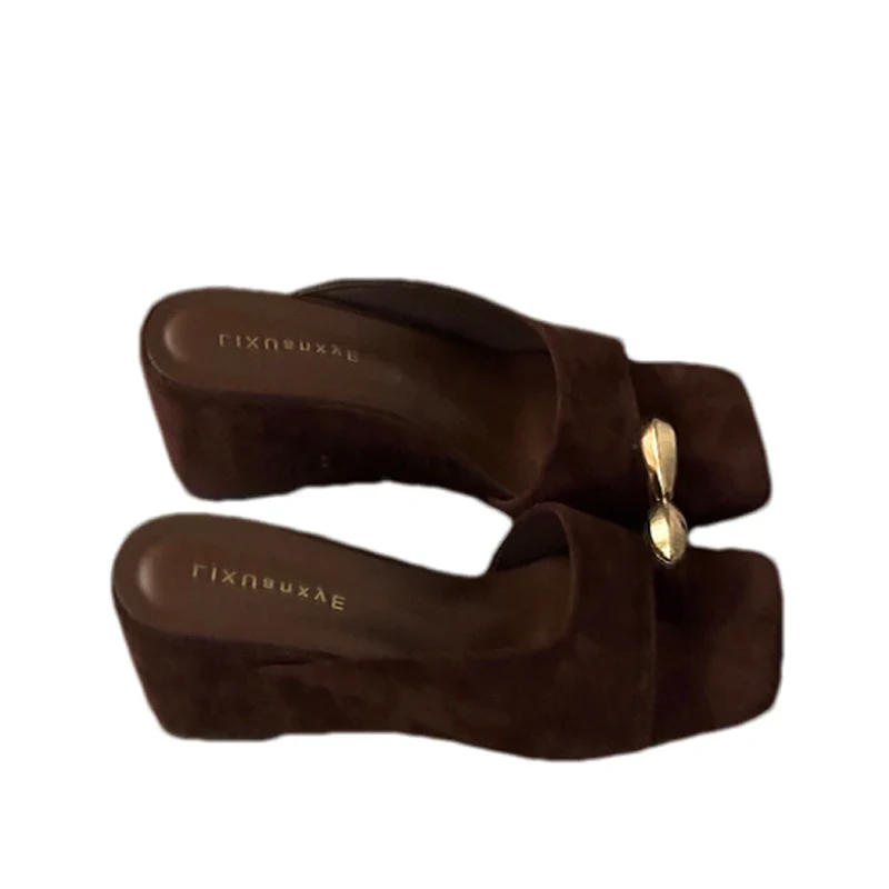 Women's Wedge Sandals Square Toe High Heel Summer - Image 6