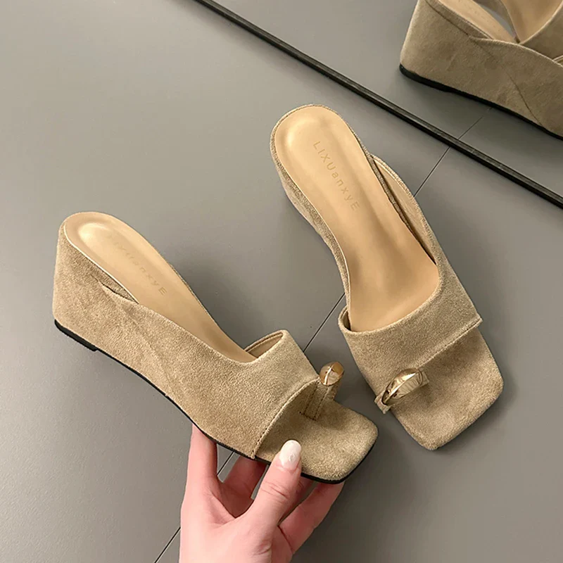 Women's Wedge Sandals Square Toe High Heel Summer - Image 7