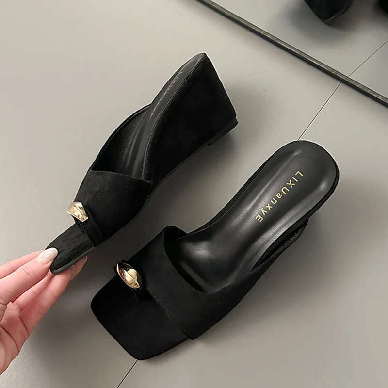 Women's Wedge Sandals Square Toe High Heel Summer - Image 9