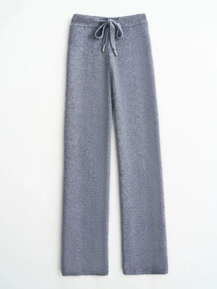 Wool Knitted Wide Leg Pants - Image 3